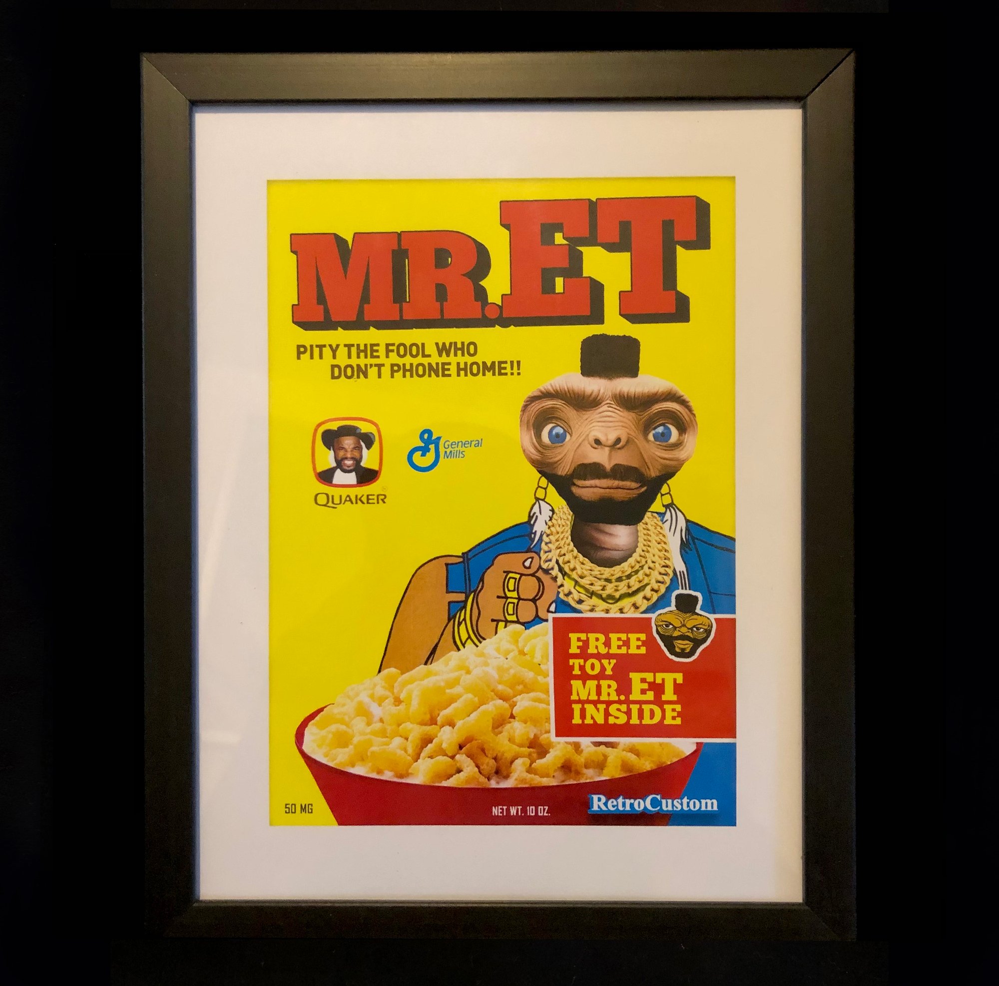 Mr.ET cereal print hand-made 5x7 in. ET Parody art | Retro Custom Art